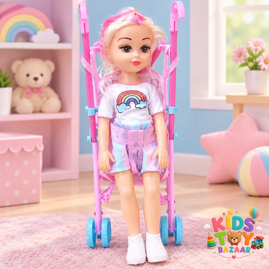 Doll with Folding Stroller - Princess World